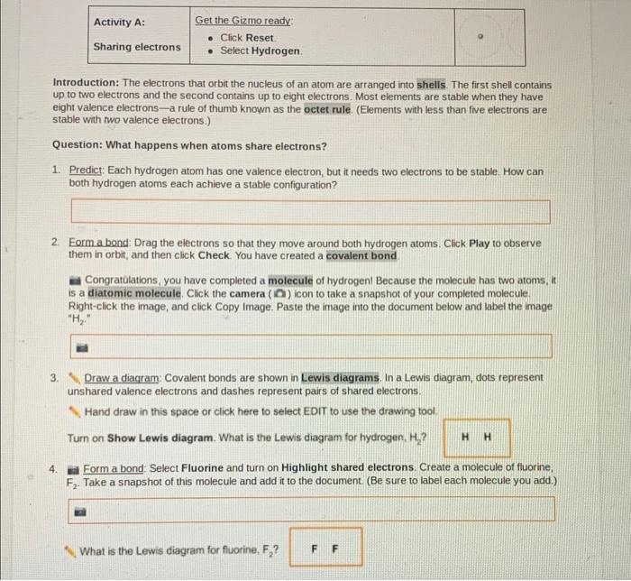 Gizmos student exploration covalent bonds