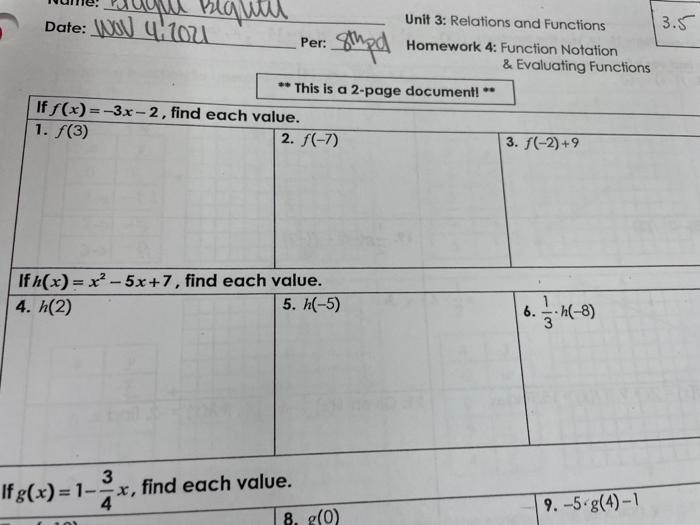 Unit 3 relations and functions homework 5 zeros of functions