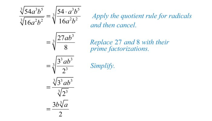 Multiplying and dividing radical expressions quick check